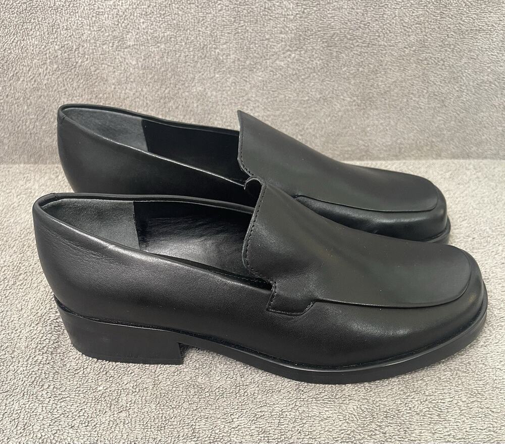 Franco Sarto Women's bocca Slip-On Loafers Black Leather Size 9.5